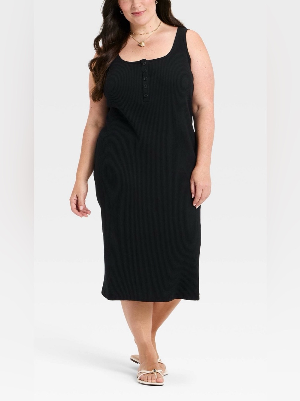 Women’s Wide Strap Sleeveless Midi Bodycon Dress-2X